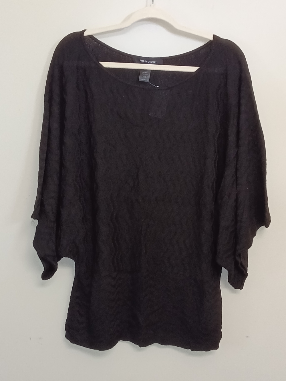 NWT Ashley Stewart Black Dolman Bat Wing Sleeve Top 18/20 Witchy Whimsygoth
